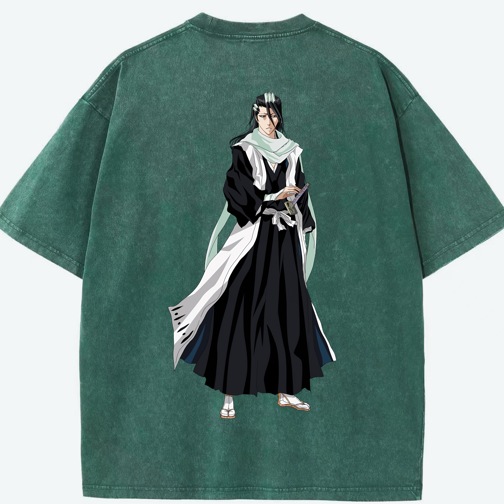 （画像用） ブリーチ くちき びゃくや BLEACH Kuchiki Byakuya 綿100% ヴィンテージ風 半袖Tシャツ（背面プリント）